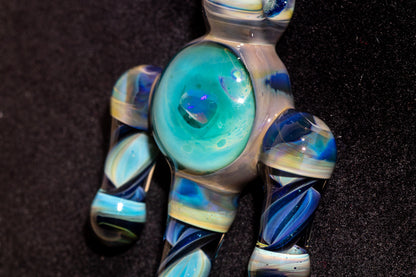 Ankh Eye Of Horus | Sculpted Glass Pendant with Encased Opal | Borosilicate Glass Necklace | Glass Charm Jewelry | Sparkle Necklace |