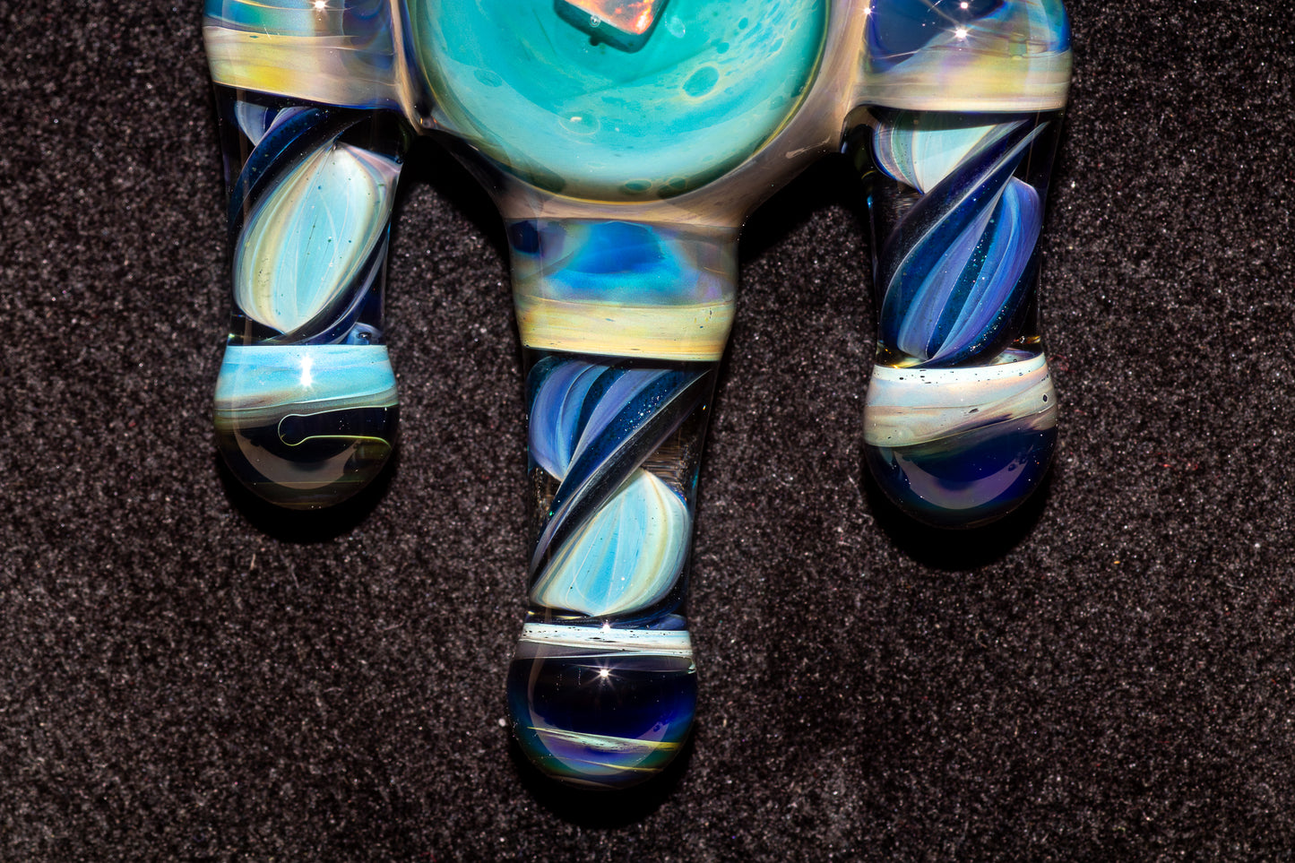 Ankh Eye Of Horus | Sculpted Glass Pendant with Encased Opal | Borosilicate Glass Necklace | Glass Charm Jewelry | Sparkle Necklace |