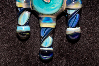 Ankh Eye Of Horus | Sculpted Glass Pendant with Encased Opal | Borosilicate Glass Necklace | Glass Charm Jewelry | Sparkle Necklace |