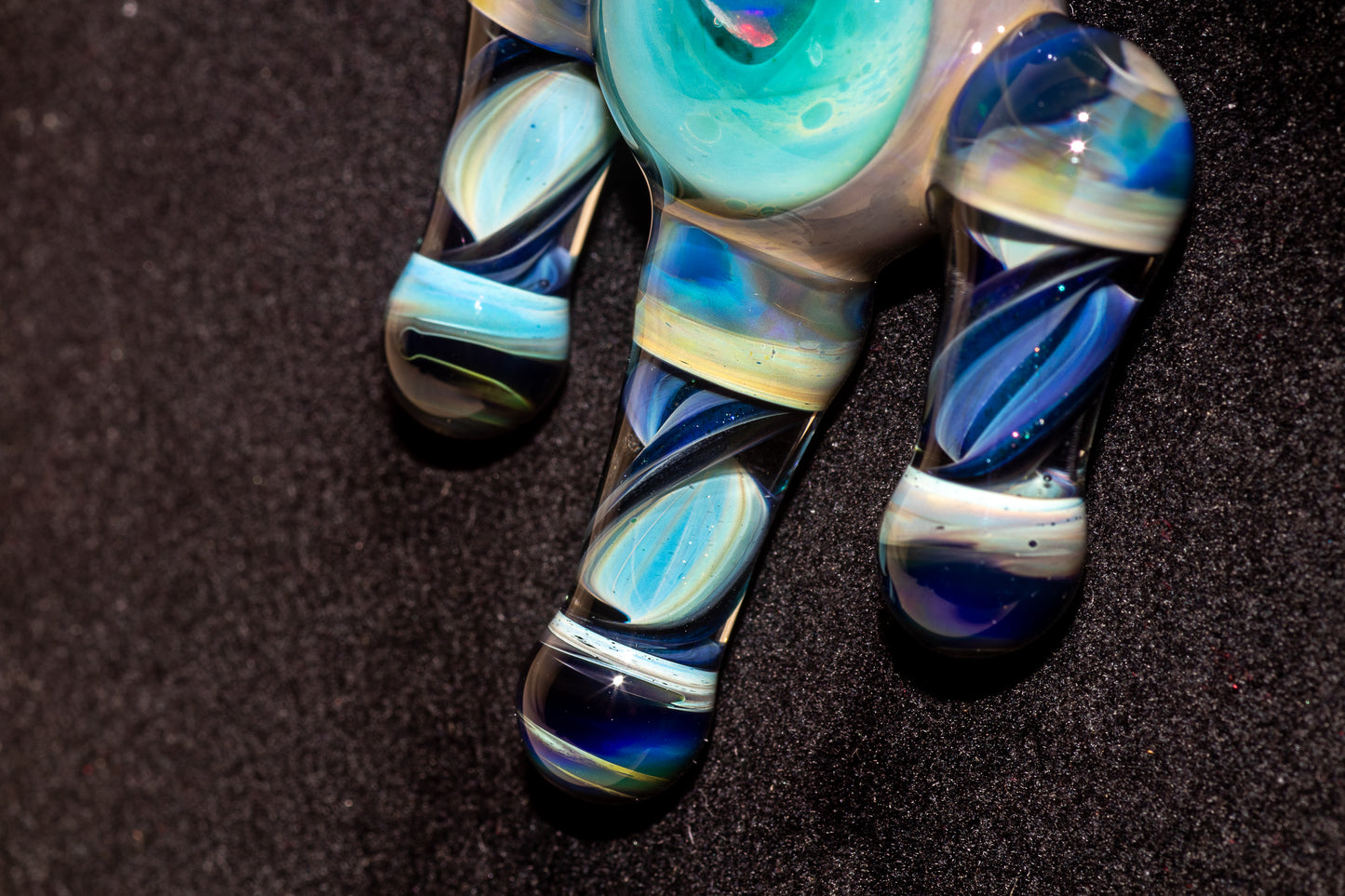 Ankh Eye Of Horus | Sculpted Glass Pendant with Encased Opal | Borosilicate Glass Necklace | Glass Charm Jewelry | Sparkle Necklace |