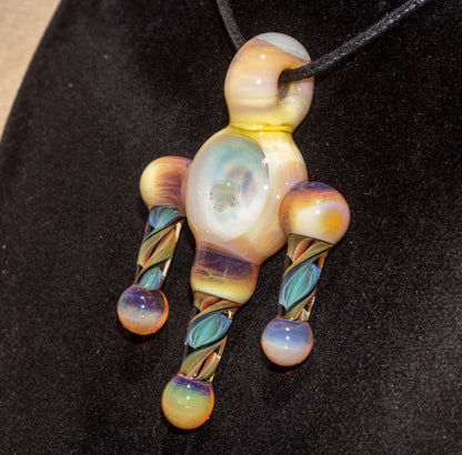 Ankh Eye Of Horus | Sculpted Glass Pendant with Encased Opal | Borosilicate Glass Necklace | Glass Charm Jewelry | Sparkle Necklace |