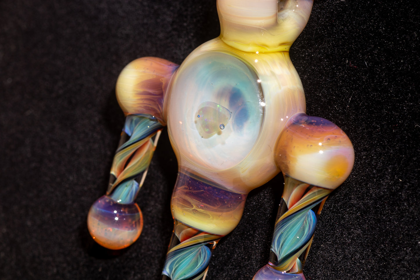 Ankh Eye Of Horus | Sculpted Glass Pendant with Encased Opal | Borosilicate Glass Necklace | Glass Charm Jewelry | Sparkle Necklace |