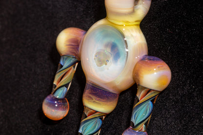 Ankh Eye Of Horus | Sculpted Glass Pendant with Encased Opal | Borosilicate Glass Necklace | Glass Charm Jewelry | Sparkle Necklace |