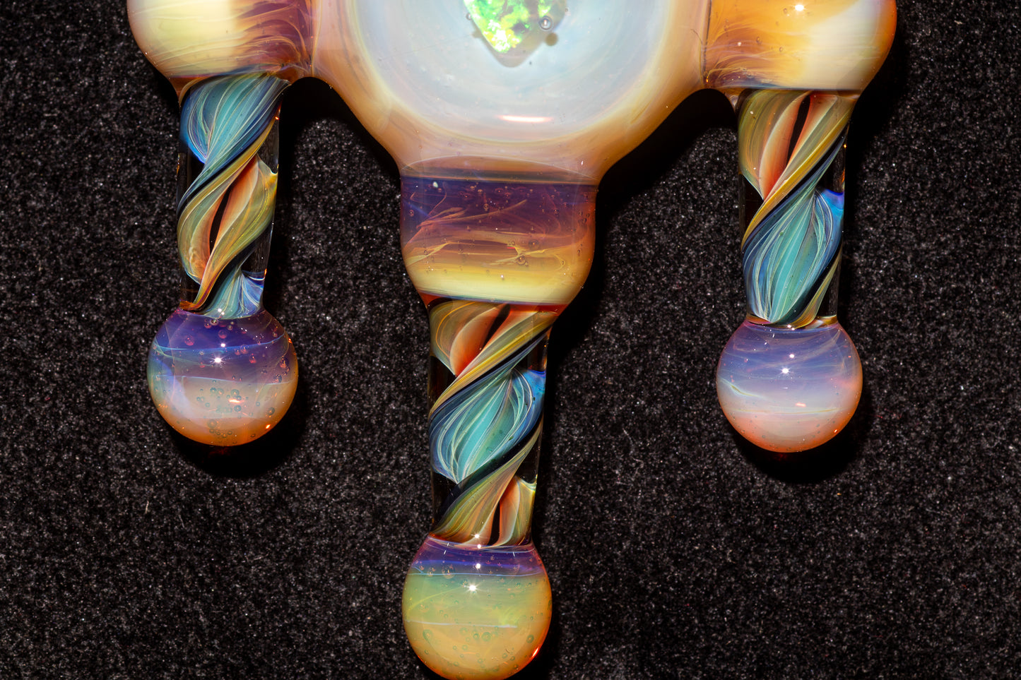 Ankh Eye Of Horus | Sculpted Glass Pendant with Encased Opal | Borosilicate Glass Necklace | Glass Charm Jewelry | Sparkle Necklace |