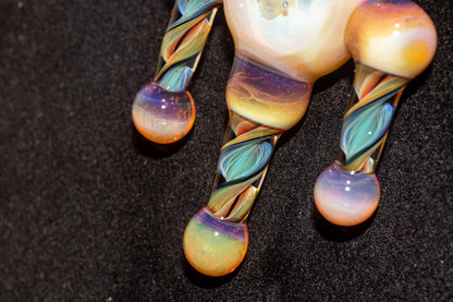 Ankh Eye Of Horus | Sculpted Glass Pendant with Encased Opal | Borosilicate Glass Necklace | Glass Charm Jewelry | Sparkle Necklace |