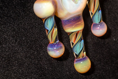 Ankh Eye Of Horus | Sculpted Glass Pendant with Encased Opal | Borosilicate Glass Necklace | Glass Charm Jewelry | Sparkle Necklace |