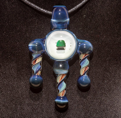 Ankh Eye Of Horus | Sculpted Glass Pendant with Encased Opal | Borosilicate Glass Necklace | Glass Charm Jewelry | Sparkle Necklace |