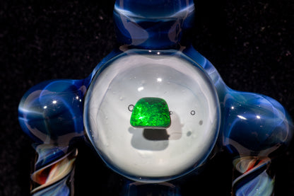 Ankh Eye Of Horus | Sculpted Glass Pendant with Encased Opal | Borosilicate Glass Necklace | Glass Charm Jewelry | Sparkle Necklace |