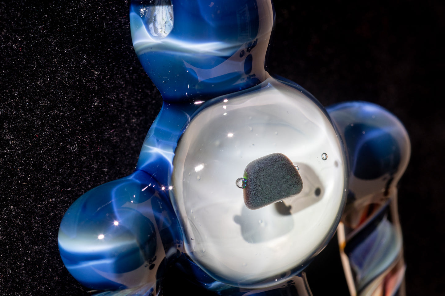 Ankh Eye Of Horus | Sculpted Glass Pendant with Encased Opal | Borosilicate Glass Necklace | Glass Charm Jewelry | Sparkle Necklace |