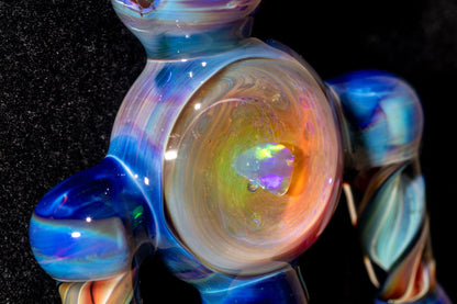 Ankh Eye Of Horus | Sculpted Glass Pendant with Encased Opal | Borosilicate Glass Necklace | Glass Charm Jewelry | Sparkle Necklace |