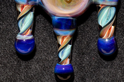 Ankh Eye Of Horus | Sculpted Glass Pendant with Encased Opal | Borosilicate Glass Necklace | Glass Charm Jewelry | Sparkle Necklace |