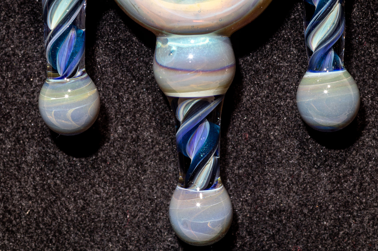 Ankh Eye Of Horus | Sculpted Glass Pendant with Encased Opal | Borosilicate Glass Necklace | Glass Charm Jewelry | Sparkle Necklace |