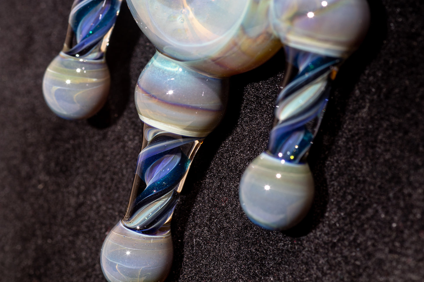 Ankh Eye Of Horus | Sculpted Glass Pendant with Encased Opal | Borosilicate Glass Necklace | Glass Charm Jewelry | Sparkle Necklace |