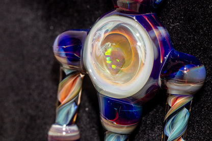 Ankh Eye Of Horus | Sculpted Glass Pendant with Encased Opal | Borosilicate Glass Necklace | Glass Charm Jewelry | Sparkle Necklace |