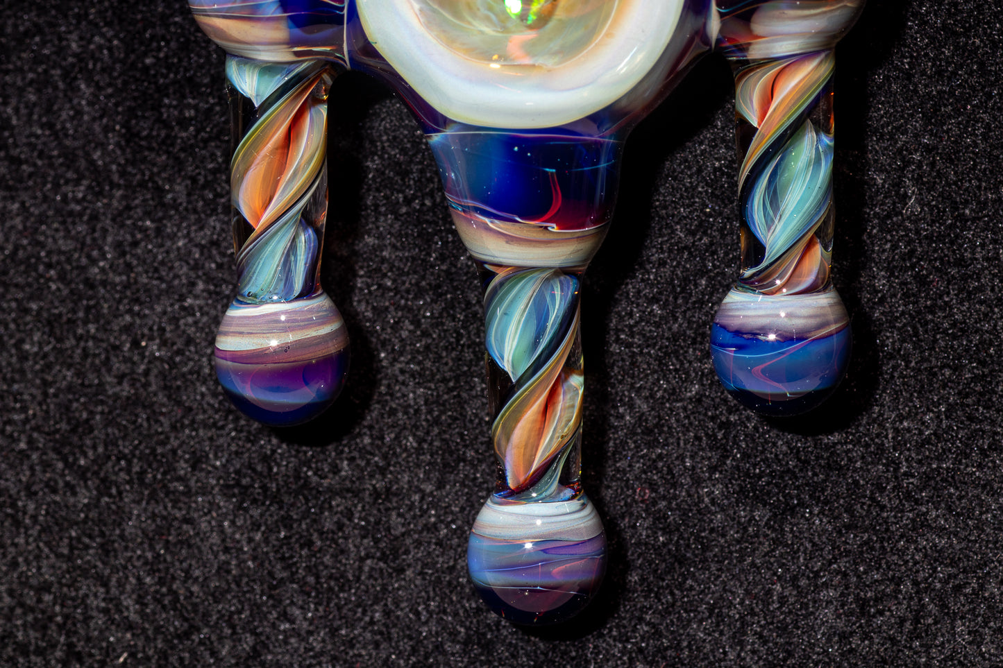 Ankh Eye Of Horus | Sculpted Glass Pendant with Encased Opal | Borosilicate Glass Necklace | Glass Charm Jewelry | Sparkle Necklace |