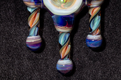 Ankh Eye Of Horus | Sculpted Glass Pendant with Encased Opal | Borosilicate Glass Necklace | Glass Charm Jewelry | Sparkle Necklace |