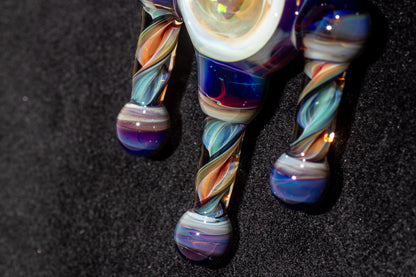 Ankh Eye Of Horus | Sculpted Glass Pendant with Encased Opal | Borosilicate Glass Necklace | Glass Charm Jewelry | Sparkle Necklace |