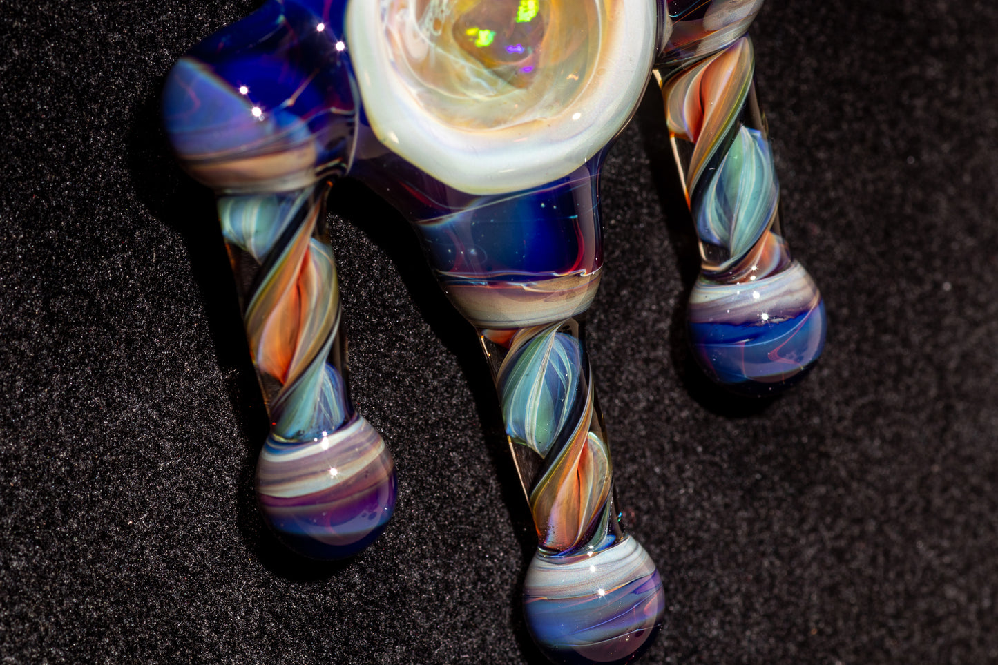 Ankh Eye Of Horus | Sculpted Glass Pendant with Encased Opal | Borosilicate Glass Necklace | Glass Charm Jewelry | Sparkle Necklace |