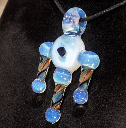 Ankh Eye Of Horus | Sculpted Glass Pendant with Encased Opal | Borosilicate Glass Necklace | Glass Charm Jewelry | Sparkle Necklace |