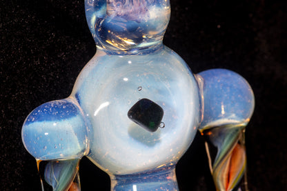 Ankh Eye Of Horus | Sculpted Glass Pendant with Encased Opal | Borosilicate Glass Necklace | Glass Charm Jewelry | Sparkle Necklace |