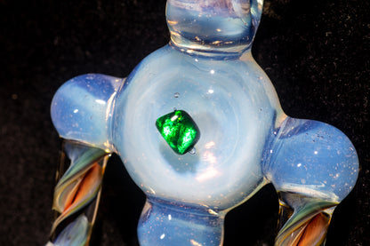 Ankh Eye Of Horus | Sculpted Glass Pendant with Encased Opal | Borosilicate Glass Necklace | Glass Charm Jewelry | Sparkle Necklace |