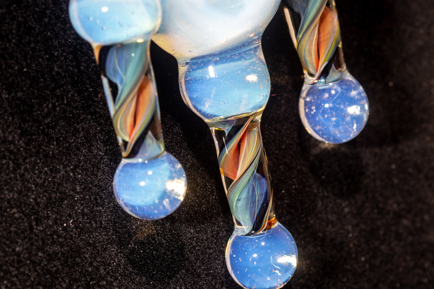 Ankh Eye Of Horus | Sculpted Glass Pendant with Encased Opal | Borosilicate Glass Necklace | Glass Charm Jewelry | Sparkle Necklace |