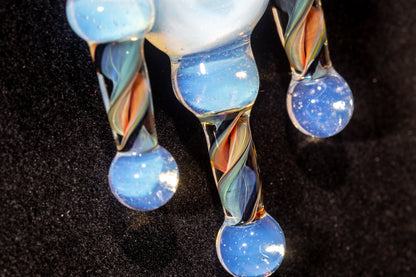 Ankh Eye Of Horus | Sculpted Glass Pendant with Encased Opal | Borosilicate Glass Necklace | Glass Charm Jewelry | Sparkle Necklace |