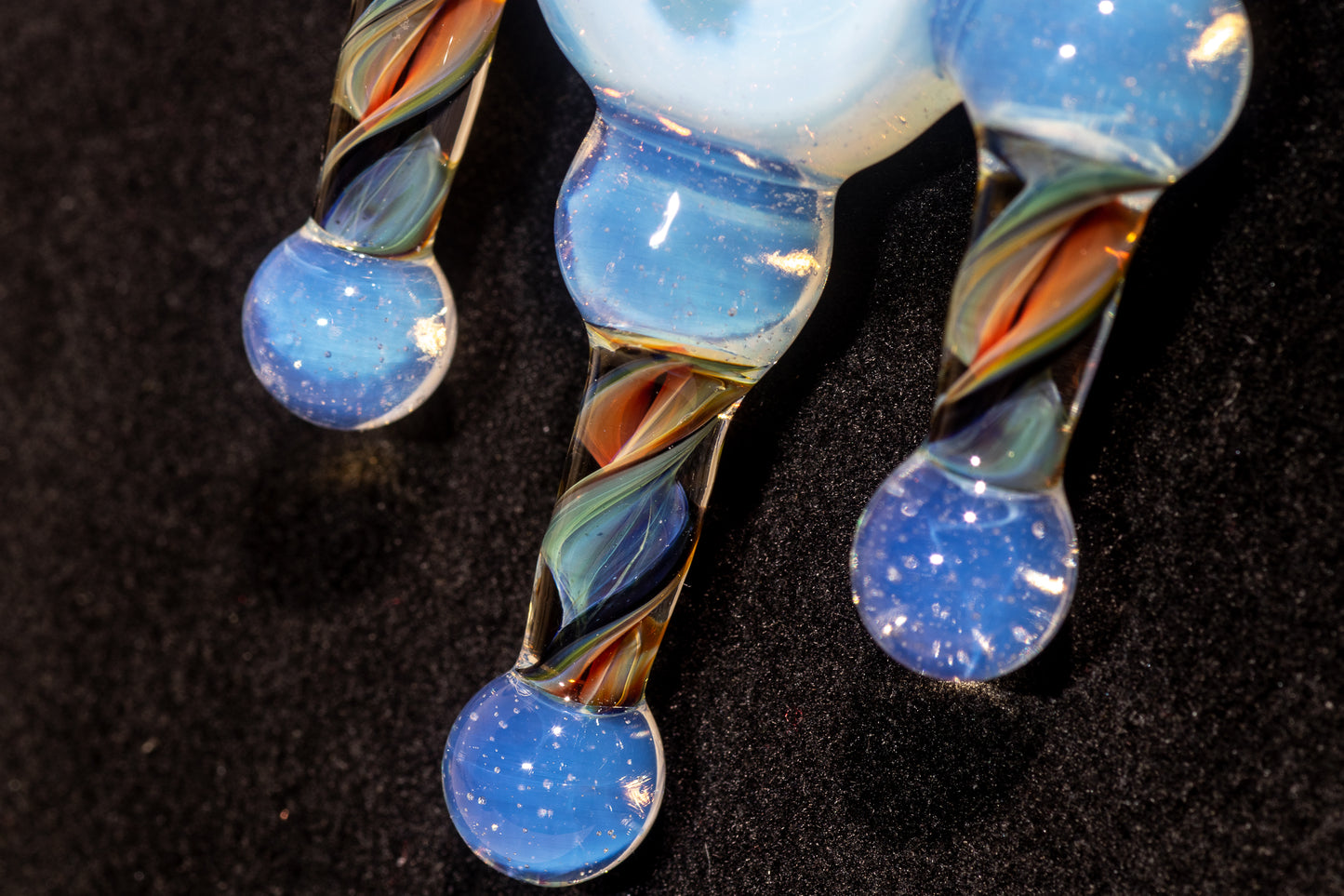 Ankh Eye Of Horus | Sculpted Glass Pendant with Encased Opal | Borosilicate Glass Necklace | Glass Charm Jewelry | Sparkle Necklace |