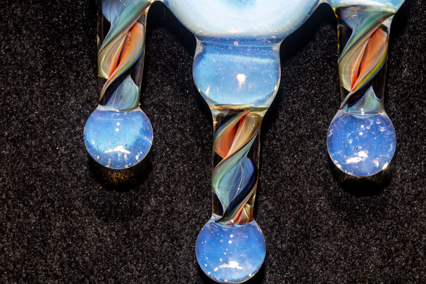 Ankh Eye Of Horus | Sculpted Glass Pendant with Encased Opal | Borosilicate Glass Necklace | Glass Charm Jewelry | Sparkle Necklace |