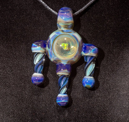 Ankh Eye Of Horus | Sculpted Glass Pendant with Encased Opal | Borosilicate Glass Necklace | Glass Charm Jewelry | Sparkle Necklace |