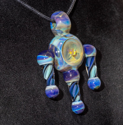 Ankh Eye Of Horus | Sculpted Glass Pendant with Encased Opal | Borosilicate Glass Necklace | Glass Charm Jewelry | Sparkle Necklace |