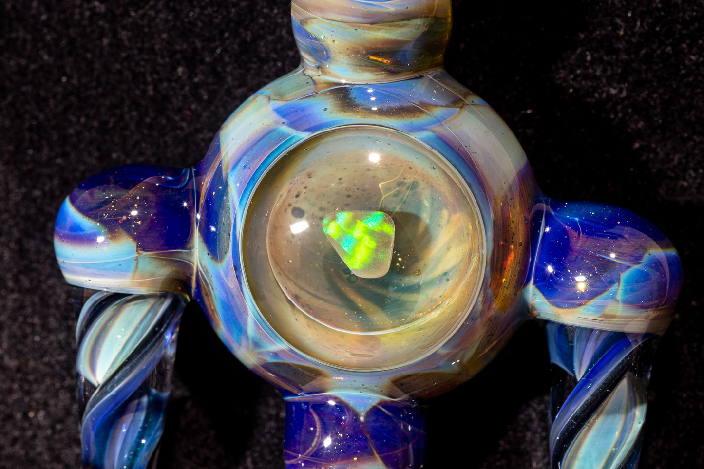 Ankh Eye Of Horus | Sculpted Glass Pendant with Encased Opal | Borosilicate Glass Necklace | Glass Charm Jewelry | Sparkle Necklace |