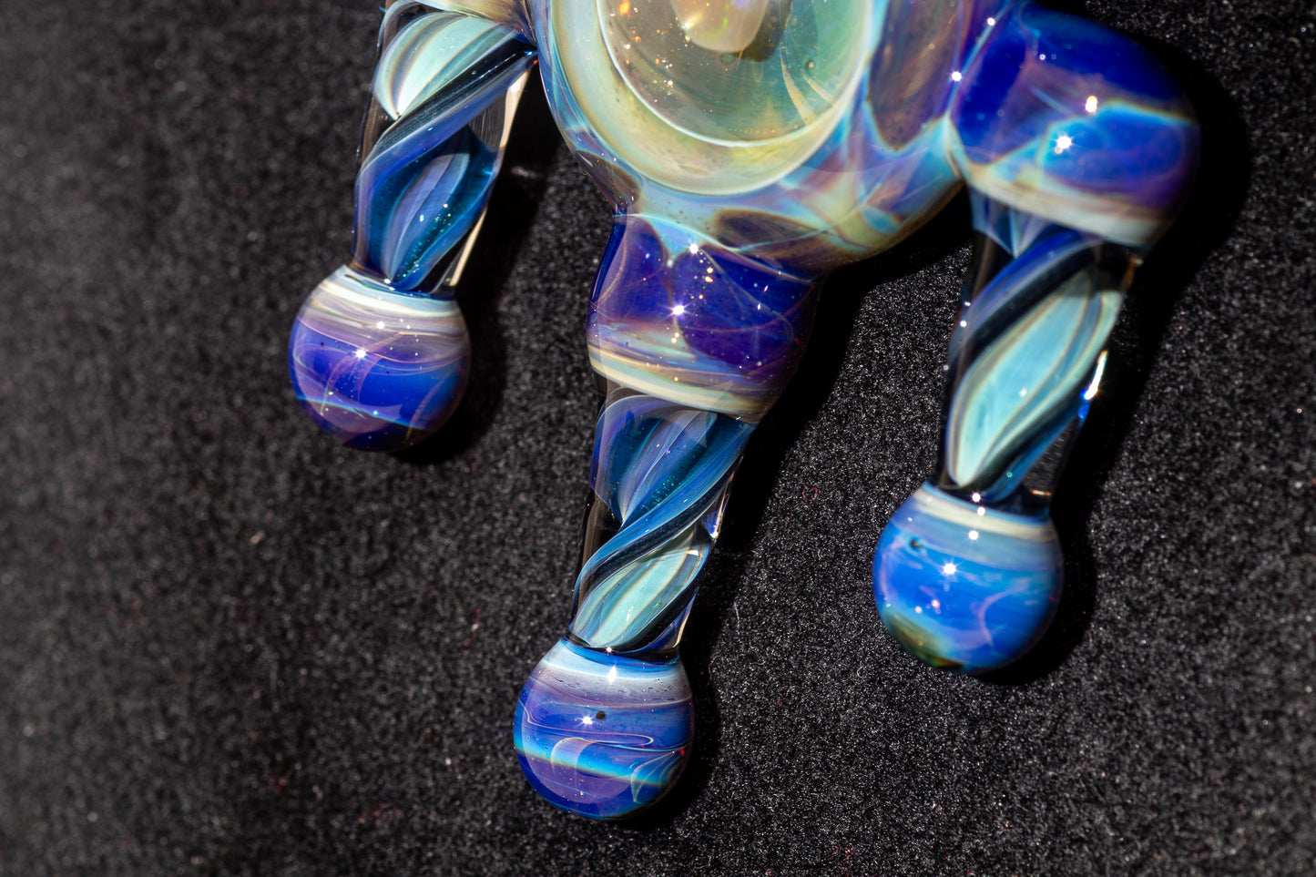 Ankh Eye Of Horus | Sculpted Glass Pendant with Encased Opal | Borosilicate Glass Necklace | Glass Charm Jewelry | Sparkle Necklace |