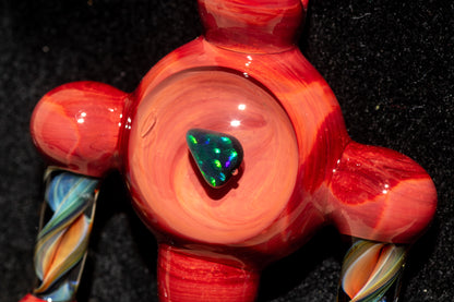 Ankh Eye Of Horus | Sculpted Glass Pendant with Encased Opal | Borosilicate Glass Necklace | Glass Charm Jewelry | Sparkle Necklace |