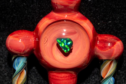 Ankh Eye Of Horus | Sculpted Glass Pendant with Encased Opal | Borosilicate Glass Necklace | Glass Charm Jewelry | Sparkle Necklace |