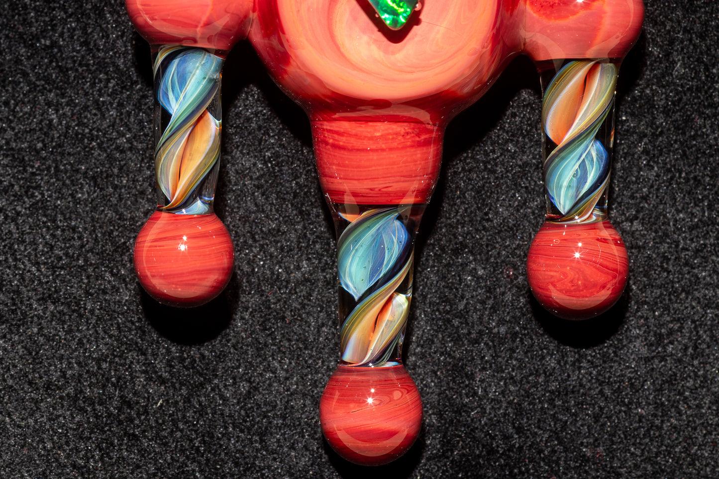 Ankh Eye Of Horus | Sculpted Glass Pendant with Encased Opal | Borosilicate Glass Necklace | Glass Charm Jewelry | Sparkle Necklace |