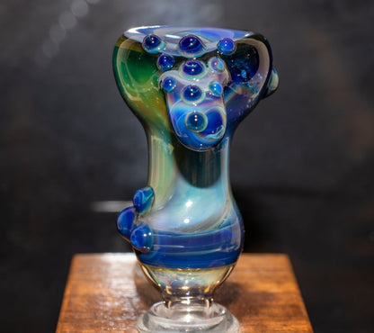 14mm Glass Slide | Silver & Gold Fumed Galaxy | Heady Colored Functional Glass Slide