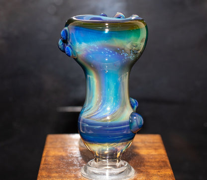 14mm Glass Slide | Silver & Gold Fumed Galaxy | Heady Colored Functional Glass Slide