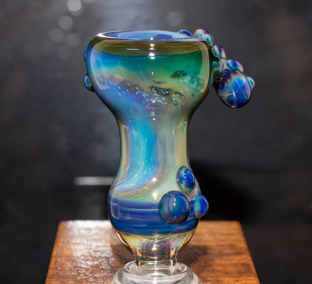 14mm Glass Slide | Silver & Gold Fumed Galaxy | Heady Colored Functional Glass Slide