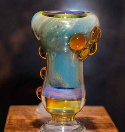 14mm Glass Slide | Silver & Gold Fumed Galaxy | Heady Colored Functional Glass Slide