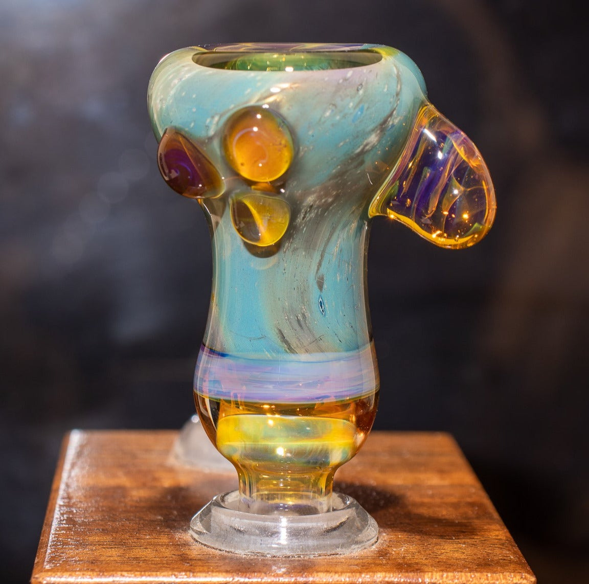 14mm Glass Slide | Silver & Gold Fumed Galaxy | Heady Colored Functional Glass Slide