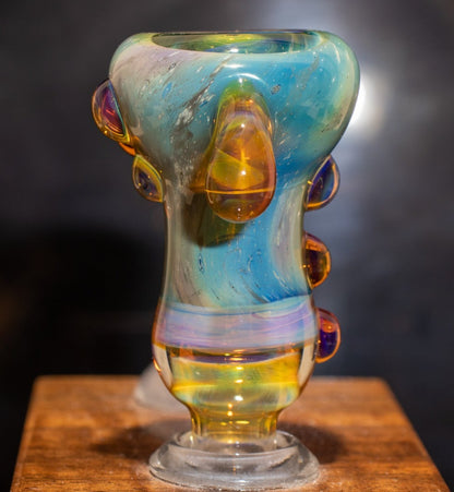 14mm Glass Slide | Silver & Gold Fumed Galaxy | Heady Colored Functional Glass Slide