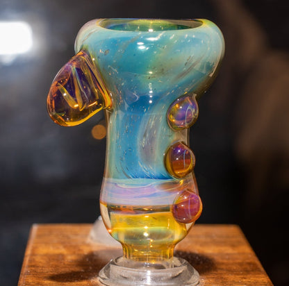 14mm Glass Slide | Silver & Gold Fumed Galaxy | Heady Colored Functional Glass Slide