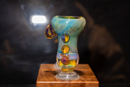 14mm Glass Slide | Silver & Gold Fumed Galaxy | Heady Colored Functional Glass Slide