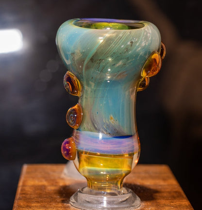 14mm Glass Slide | Silver & Gold Fumed Galaxy | Heady Colored Functional Glass Slide