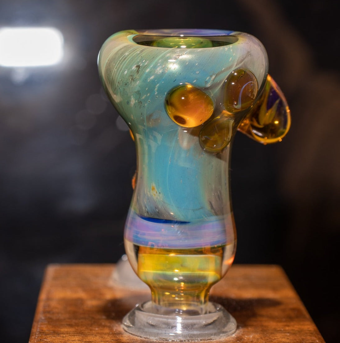 14mm Glass Slide | Silver & Gold Fumed Galaxy | Heady Colored Functional Glass Slide
