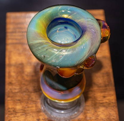 14mm Glass Slide | Silver & Gold Fumed Galaxy | Heady Colored Functional Glass Slide