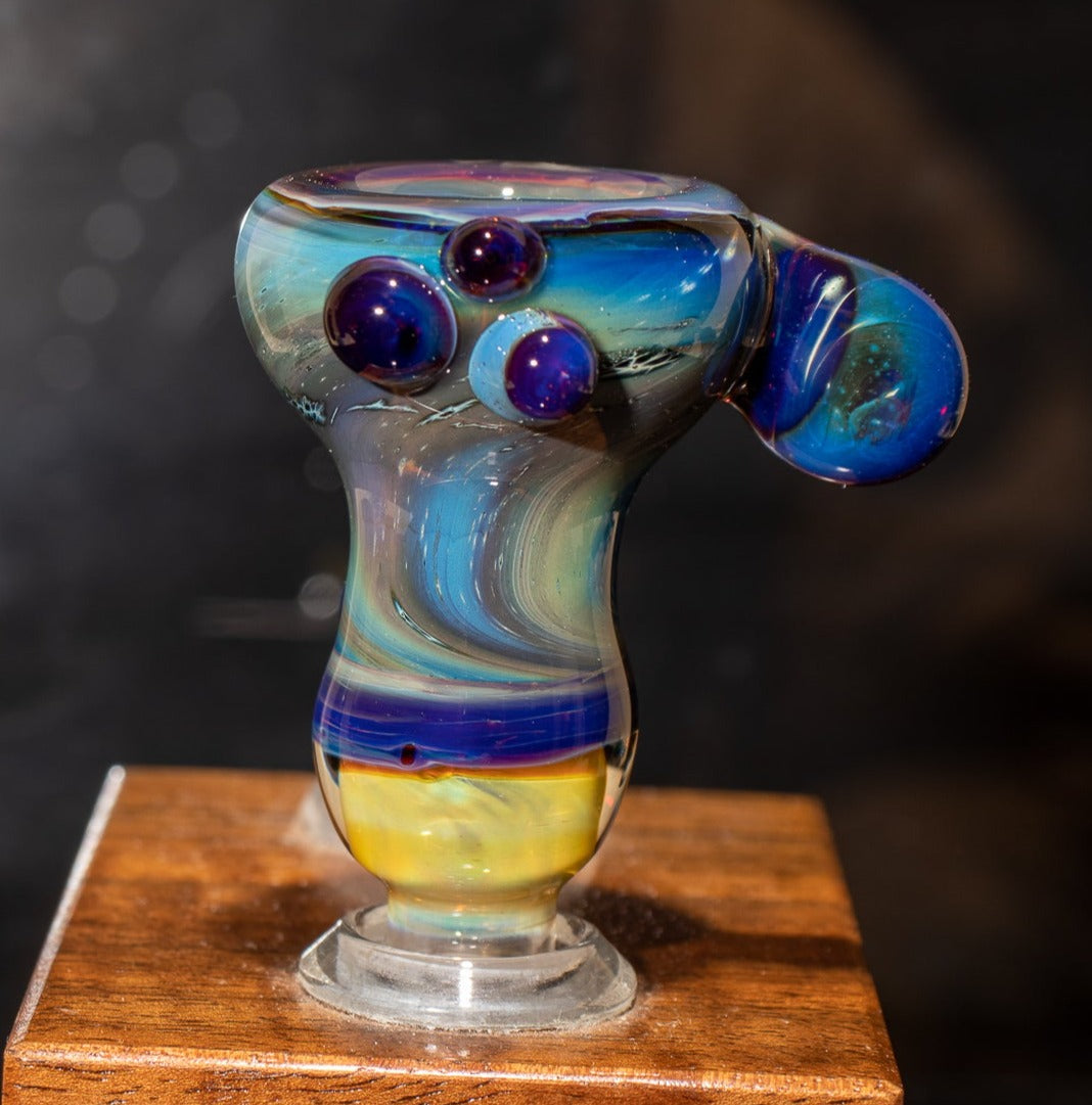 14mm Glass Slide | Silver & Gold Fumed Galaxy | Heady Colored Functional Glass Slide