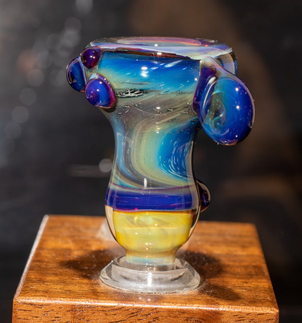 14mm Glass Slide | Silver & Gold Fumed Galaxy | Heady Colored Functional Glass Slide