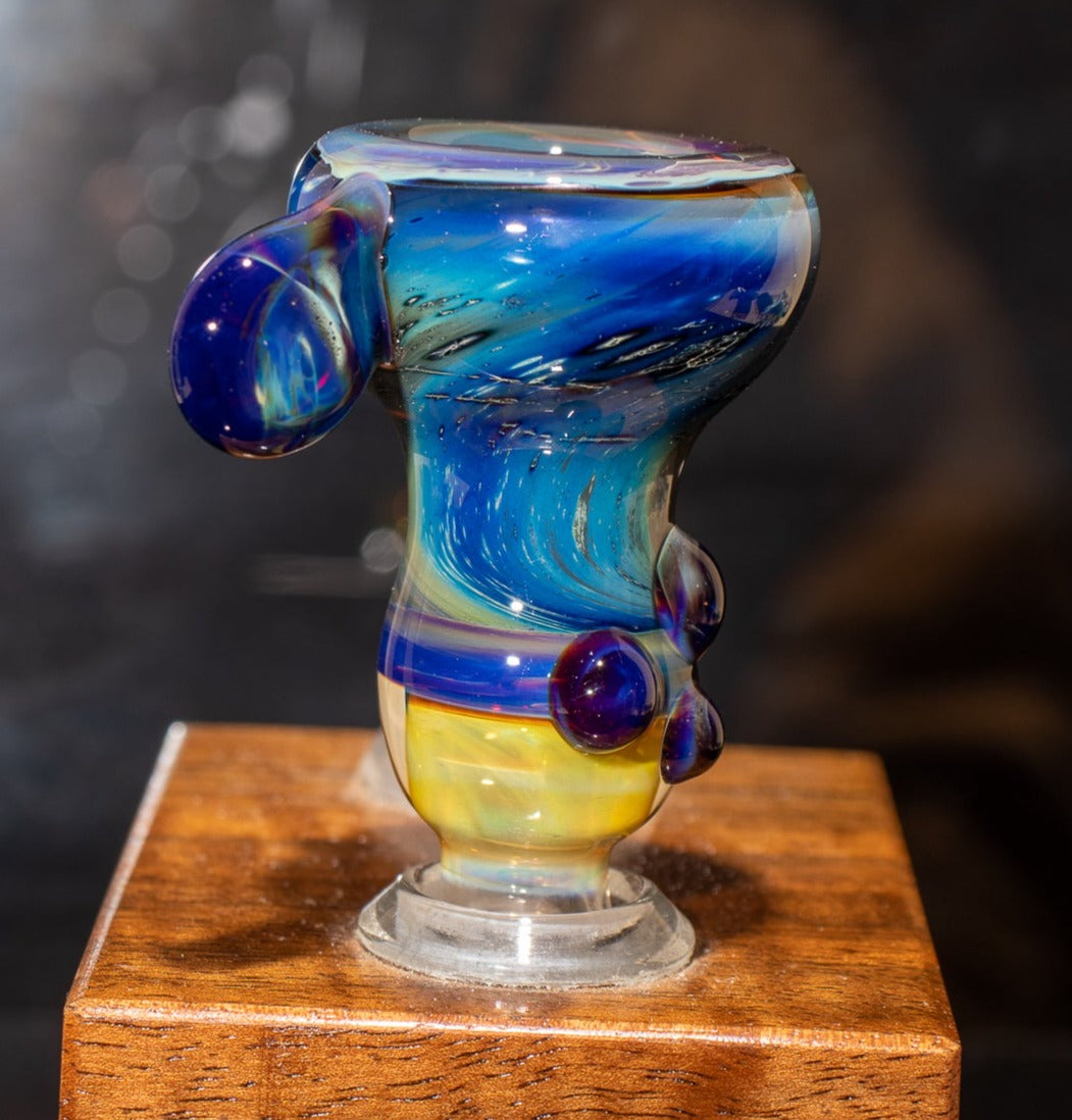 14mm Glass Slide | Silver & Gold Fumed Galaxy | Heady Colored Functional Glass Slide